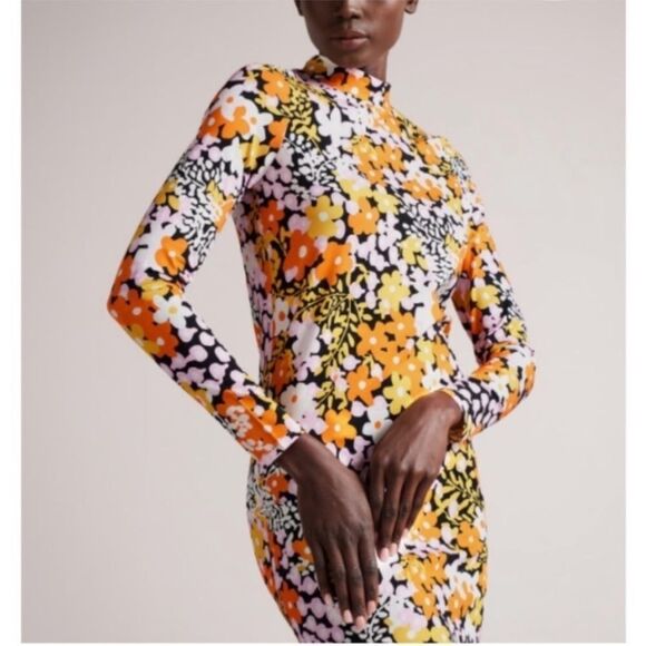 NWOT TED BAKER DELIAHH FLORAL BODYCON MINI DRESS - Picture 3 of 10